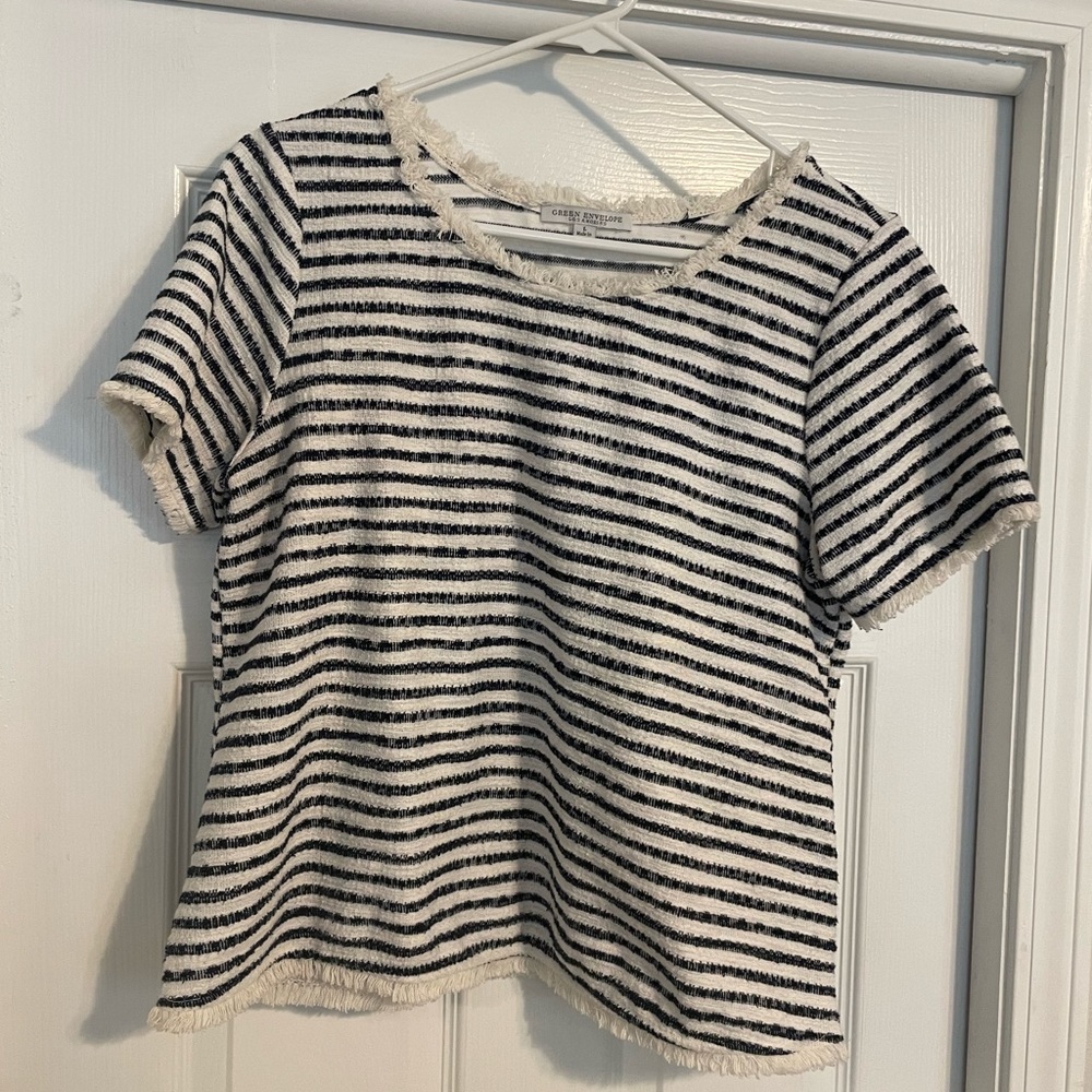 Textured Crop Top w/ Frayed Detail